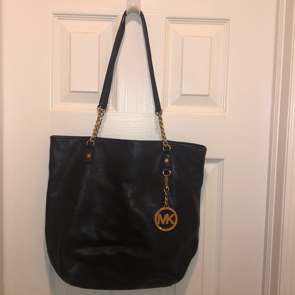 Michael Kors Black Leather Bag, gold hardware